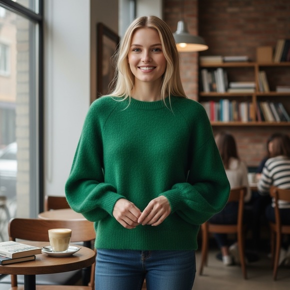 NWT DÔEN Marsena Alpaca and Wool Blend Sweater in Evergreen Size XXS - Picture 15 of 15